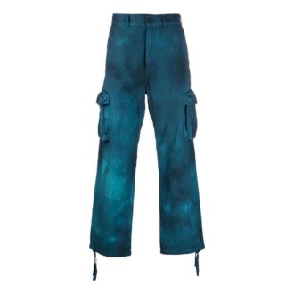Pantaloni lungi casual Off-White pentru bărbați SS22 Tie Dye Cargo, albastru
