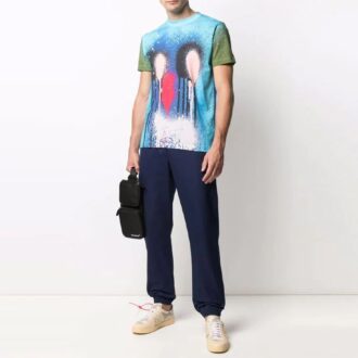 Pantaloni lungi casual pentru bărbați Off-White, cu logo, culoare solidă, croială largă, albastru Pantaloni lungi casual pentru bărbați Off-White, cu logo, culoare solidă, croială largă, albastru