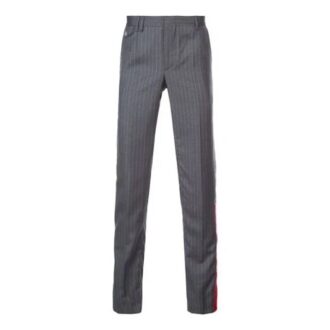 Pantaloni lungi casual pentru bărbați Off-White cu model în dungi, croi slim, gri Pantaloni lungi casual pentru bărbați Off-White cu model în dungi, croi slim, gri