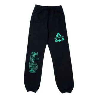 Pantaloni lungi cu imprimeu săgeată brodată, croi larg, negru Pantaloni lungi cu imprimeu săgeată brodată, croi larg, negru