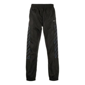 Pantaloni lungi de antrenament din nailon cu dungi, negri Pantaloni lungi de antrenament din nailon cu dungi, negri