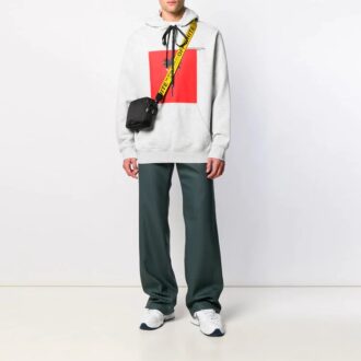 Pantaloni lungi de costum pentru bărbați Off-White, croi larg, verde închis Pantaloni lungi de costum pentru bărbați Off-White, croi larg, verde închis