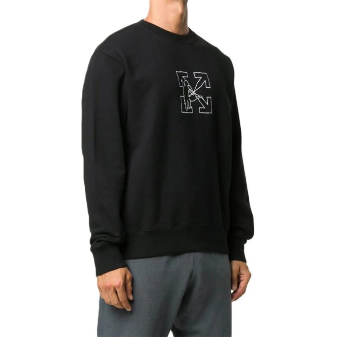 Pantaloni lungi de sport Off-White pentru bărbați cu logo Arrows, negri