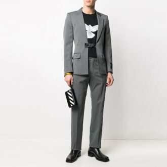 Pantaloni lungi gri cu logo Off-White pentru bărbați SS21