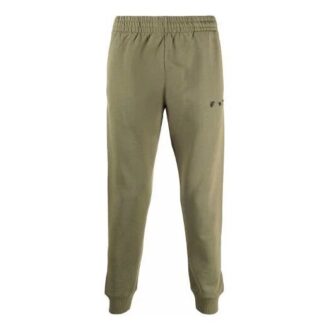 Pantaloni lungi sport drepți cu talie elastică și logo FW21, versiune standard, verde închis