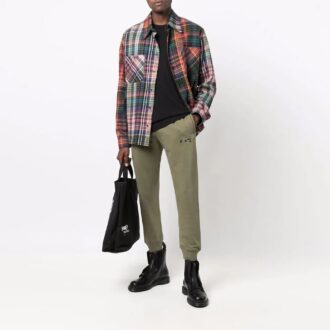 Pantaloni lungi sport drepți cu talie elastică și logo FW21, versiune standard, verde închis
