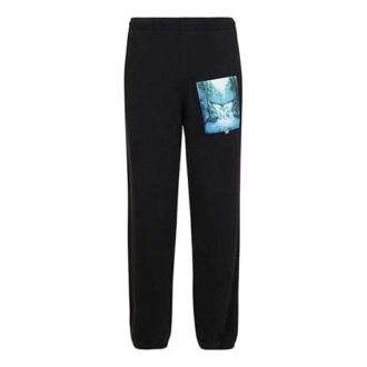 Pantaloni negri imprimați pentru bărbați Off-White