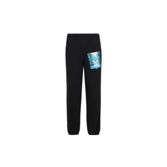Pantaloni negri imprimați pentru bărbați Off-White