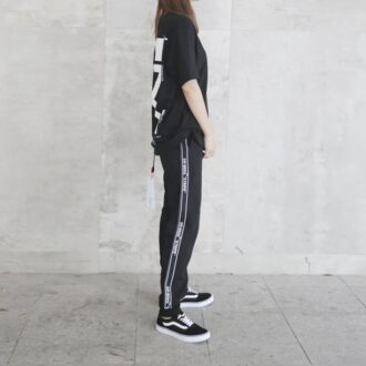 Pantaloni Off-White pentru bărbați cu dungă laterală, negri
