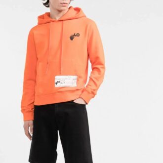 Pantaloni Off-White pentru bărbați, cu imprimeu, șnur, glugă și mâneci lungi, croială slim, portocalii