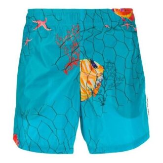 Pantaloni Off-White pentru bărbați SS21 cu imprimeu mic, albastru lac