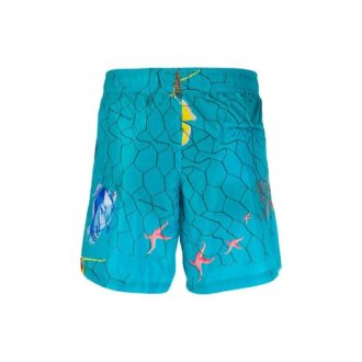Pantaloni Off-White pentru bărbați SS21 cu imprimeu mic, albastru lac
