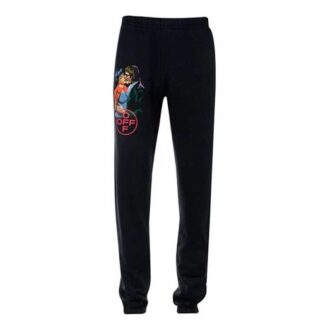 Pantaloni oversized din bumbac cu logo, stil streetwear, pentru bărbați, negri