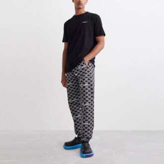 Pantaloni/pantaloni sport/pantaloni de jogging Off-White pentru bărbați SS22 cu imprimeu complet cu săgeți și litere, negru