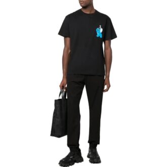 Pantaloni/pantaloni sport/pantaloni de jogging Off-White pentru bărbați, tricotaj cu țesătură simplă, culoare solidă, negru