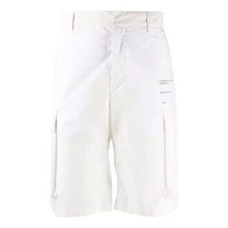 Pantaloni Scurți cargo cu buzunare și imprimeu logo SS21, albi