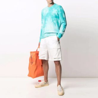 Pantaloni Scurți cargo cu buzunare și imprimeu logo SS21, albi
