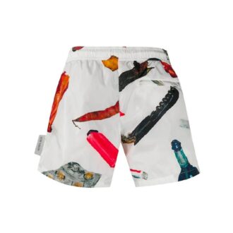 Pantaloni scurți casual cu aplicații pentru bărbați, albi