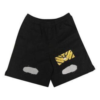 Pantaloni scurți casual cu imprimeu alfabetic, negri