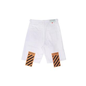 Pantaloni Scurți casual din bumbac cu imprimeu logo, albi Pantaloni Scurți casual din bumbac cu imprimeu logo, albi