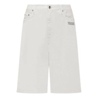 Pantaloni scurți casual din denim alb, cu talie înaltă, pentru bărbați, Off-White SS22, culoare solidă Pantaloni scurți casual din denim alb, cu talie înaltă, pentru bărbați, Off-White SS22, culoare solidă