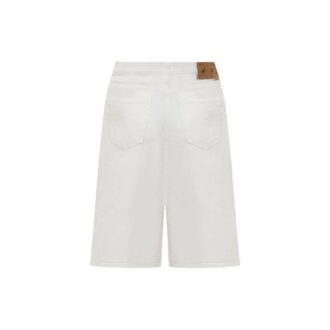 Pantaloni scurți casual din denim alb, cu talie înaltă, pentru bărbați, Off-White SS22, culoare solidă Pantaloni scurți casual din denim alb, cu talie înaltă, pentru bărbați, Off-White SS22, culoare solidă