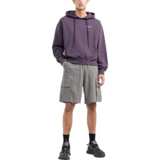 Pantaloni Scurți casual Off-White pentru bărbați, colecția FW22, culoare solidă, cu mai multe buzunare și curea, gri Pantaloni Scurți casual Off-White pentru bărbați, colecția FW22, culoare solidă, cu mai multe buzunare și curea, gri