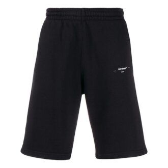 Pantaloni Scurți casual Off-White pentru bărbați, cu logo, culoare solidă, versiune neagră Pantaloni Scurți casual Off-White pentru bărbați, cu logo, culoare solidă, versiune neagră