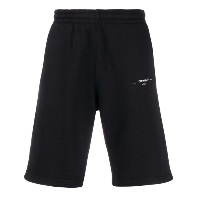Pantaloni Scurți casual Off-White pentru bărbați, cu logo, culoare solidă, versiune neagră