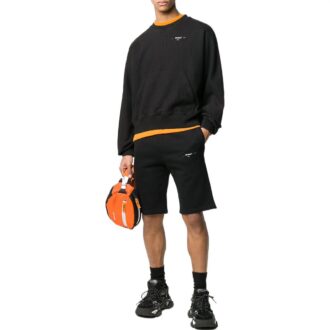 Pantaloni Scurți casual Off-White pentru bărbați, cu logo, culoare solidă, versiune neagră Pantaloni Scurți casual Off-White pentru bărbați, cu logo, culoare solidă, versiune neagră