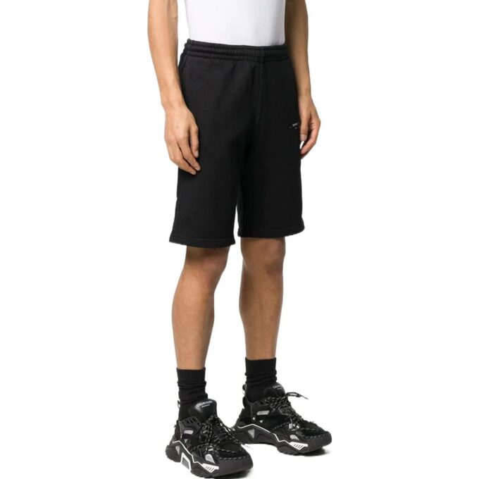 Pantaloni Scurți casual Off-White pentru bărbați, cu logo, culoare solidă, versiune neagră