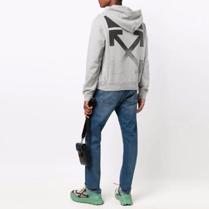 Pantaloni scurți casual Off-White pentru bărbați FW21 cu imprimeu Arrows și logo, cu șnur, croială largă, gri