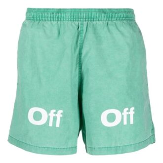Pantaloni Scurți casual Off-White pentru bărbați FW22 cu imprimeu logo, versiunea verde Pantaloni Scurți casual Off-White pentru bărbați FW22 cu imprimeu logo, versiunea verde