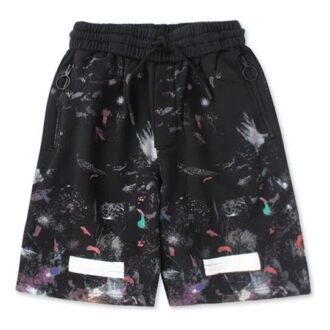 Pantaloni Scurți casual Off-White pentru bărbați SS21, cu imprimeu cer înstelat și stropi de cerneală, negri Pantaloni Scurți casual Off-White pentru bărbați SS21, cu imprimeu cer înstelat și stropi de cerneală, negri