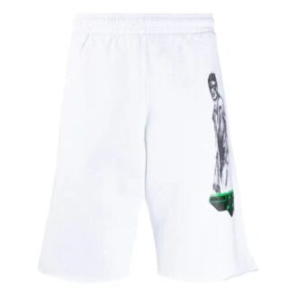 Pantaloni scurți cu aplicație logo Mirko pentru bărbați, albi Pantaloni scurți cu aplicație logo Mirko pentru bărbați, albi