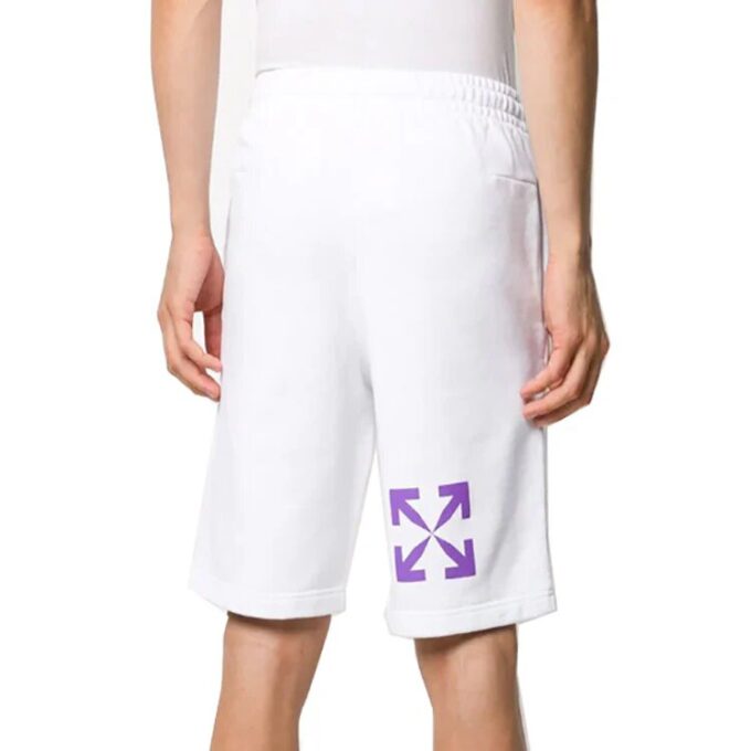 Pantaloni Scurți cu imprimeu portret, albi