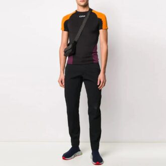 Pantaloni Scurți cu mânecă scurtă, croială slim, cu blocuri de culoare, negru Pantaloni Scurți cu mânecă scurtă, croială slim, cu blocuri de culoare, negru