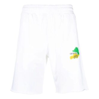 Pantaloni Scurți cu tăietură brută și săgeți „Alb” Pantaloni Scurți cu tăietură brută și săgeți „Alb”