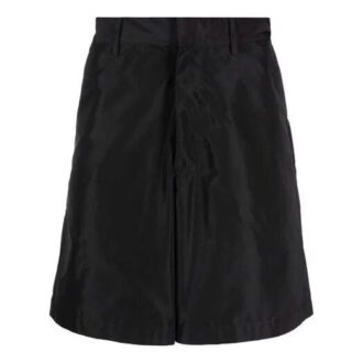 Pantaloni Scurți de culoare solidă, croi larg, negri Pantaloni Scurți de culoare solidă, croi larg, negri
