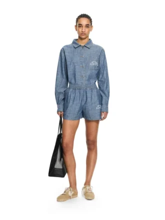 Pantaloni scurți de pijama din denim chambray