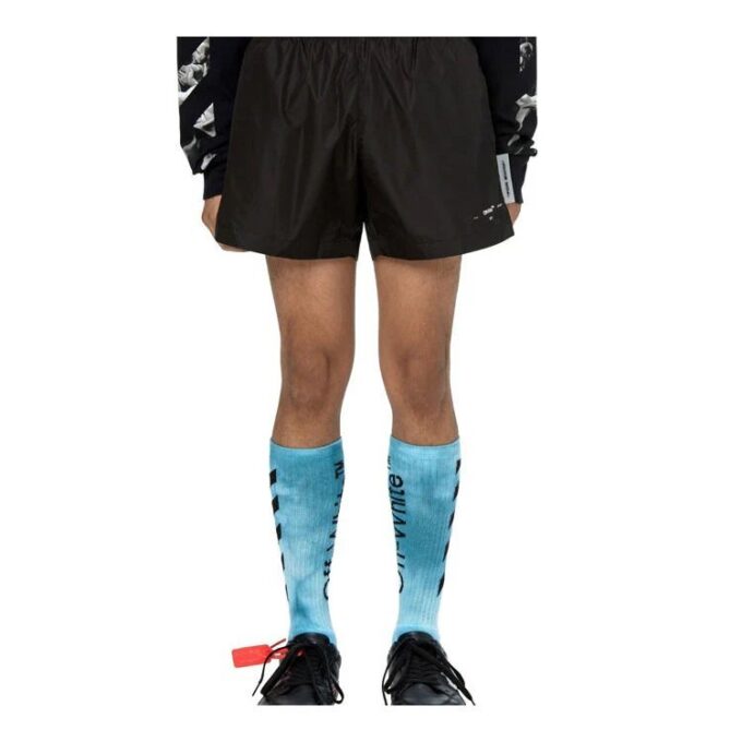 Pantaloni scurți de stradă din cauciuc cu logo Negru