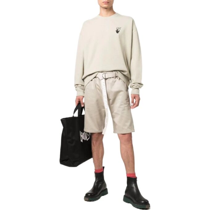 Pantaloni scurți din bumbac drepți, cu nasturi la talie, de culoare solidă, pentru bărbați, Off-White, alb cremos