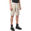 Pantaloni scurți din bumbac drepți, cu nasturi la talie, de culoare solidă, pentru bărbați, Off-White, alb cremos