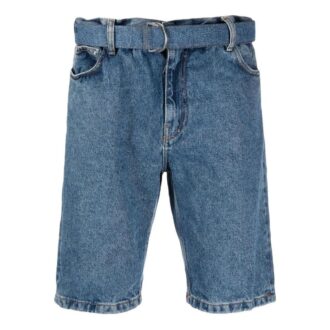 Pantaloni scurți din denim cu curea Pantaloni scurți din denim cu curea