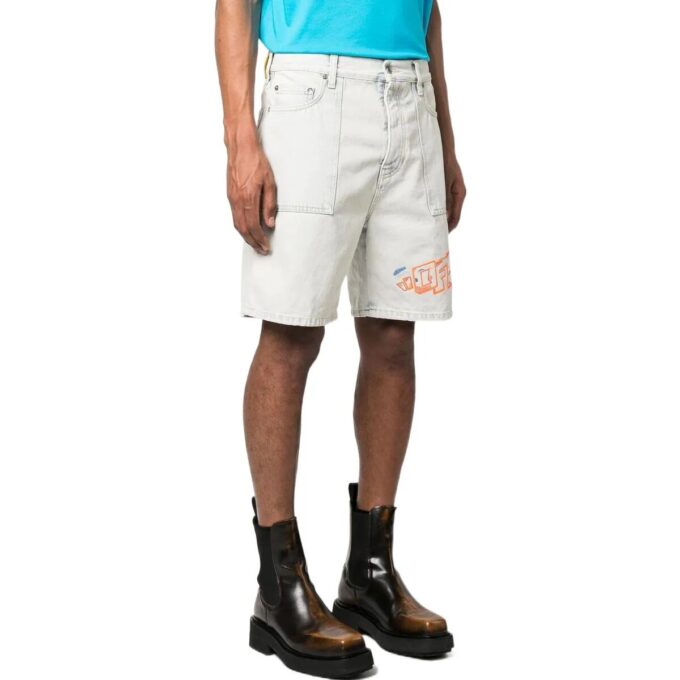 Pantaloni Scurți din Denim cu logo brodat