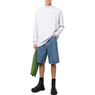 Pantaloni scurți din denim Off-White pentru bărbați FW22, culoare solidă, cu model de săgeți, albastru Pantaloni scurți din denim Off-White pentru bărbați FW22, culoare solidă, cu model de săgeți, albastru