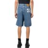 Pantaloni scurți din denim Off-White pentru bărbați FW22, culoare solidă, cu model de săgeți, albastru