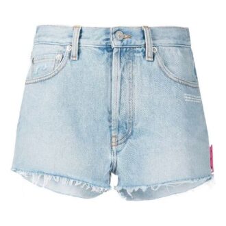 Pantaloni scurți din denim spălat cu logo Off-White, versiune obișnuită, albastru
