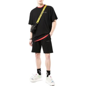 Pantaloni Scurți drepți cu logo Micro Mark SS22, versiune standard, negru Pantaloni Scurți drepți cu logo Micro Mark SS22, versiune standard, negru