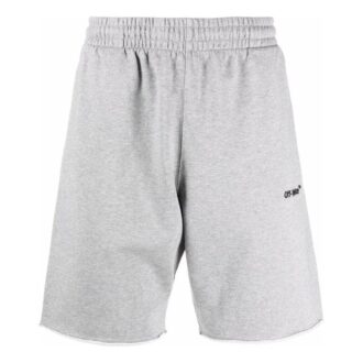 Pantaloni Scurți drepți Off-White pentru bărbați, colecția SS22, culoare solidă, cu imprimeu logo, versiune gri Pantaloni Scurți drepți Off-White pentru bărbați, colecția SS22, culoare solidă, cu imprimeu logo, versiune gri